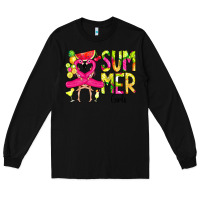 Black Summer Girls Flamingo Long Sleeve Tee - CowCowDesign