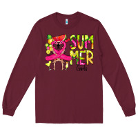 Burgundy Summer Girls Flamingo Long Sleeve Tee - CowCowDesign