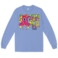 Colony Blue Summer Girls Flamingo Long Sleeve Tee - CowCowDesign