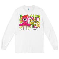 White Summer Girls Flamingo Long Sleeve Tee - CowCowDesign