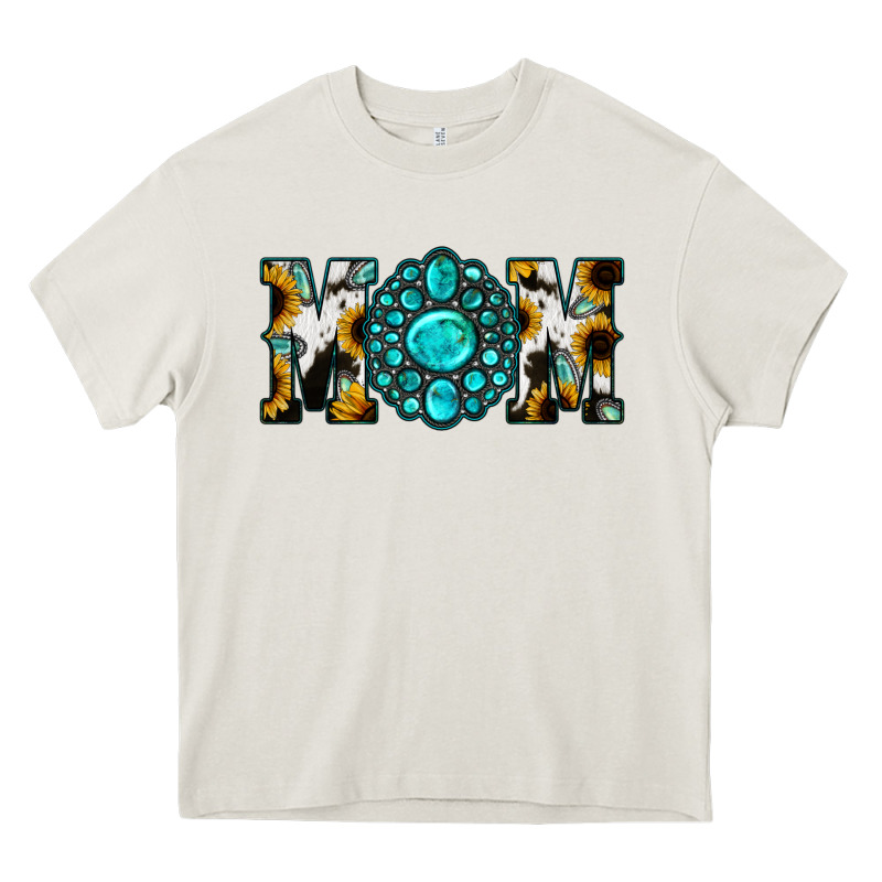 Sunflower Turquoise Gemstone Cowhide Mom Heavy Core Tee by Bettercallsaul | Teevron