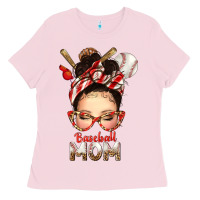 Baseball Mom Messy Bun Ladies Tee | Teevron