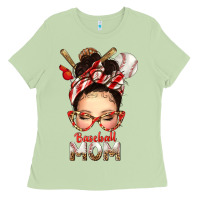 Matcha Baseball Mom Messy Bun Ladies Tee - texasbilliewilder