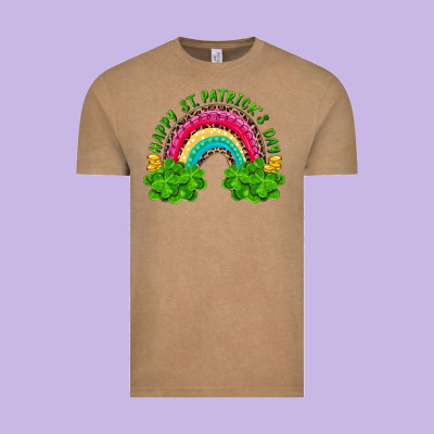 Happy St. Patrick's Day Rainbow And Shamrock Vintage Tee Designed By Ranaportraitstore
