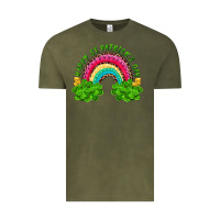Vintage Olive Happy St. Patrick's Day Rainbow And Shamrock Vintage Tee - RanaPortraitStore