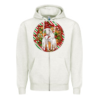 Oatmeal Heather christmas goat family ornament Zipper Hoodie - Artiststas