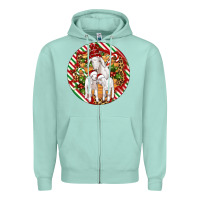 Seafoam christmas goat family ornament Zipper Hoodie - Artiststas