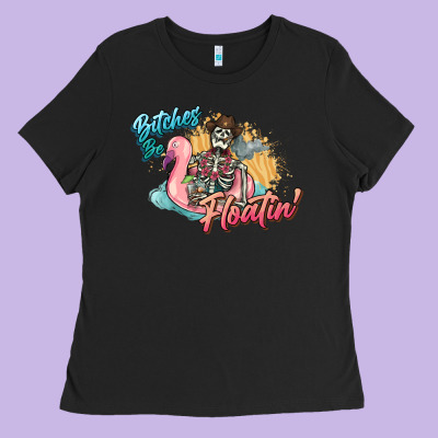 Bitches Be Floatin' Skeleton Summer Ladies Tee Designed By Nancycooperartshop