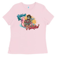 Bubblegum Pink Bitches be floatin' skeleton summer Ladies Tee - NancyCooperArtShop