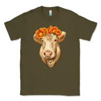 Army Green Charolais Cow Classic Tee - RanaPortraitStore