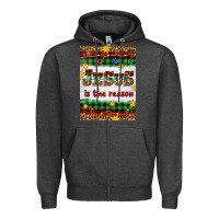 Charcoal Heather Christmas Jesus Is The Reason Zipper Hoodie - Artiststas