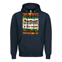 Navy Christmas Jesus Is The Reason Zipper Hoodie - Artiststas