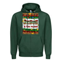 Sports Green Christmas Jesus Is The Reason Zipper Hoodie - Artiststas
