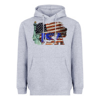 Heather Grey usa  statue of liberty Heavyweight Hoodie - BarkalooDesign