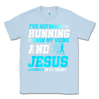 Dusty Blue Christian Runner Half Marathon Running Race Jesus Gift Classic Tee - trangStudio