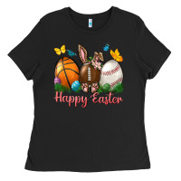 Black Happy Easter sports with butterfly Ladies Tee - NancyCooperArtShop