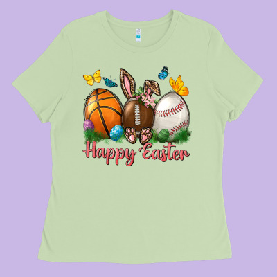 Happy Easter Sports With Butterfly Ladies Tee Designed By Nancycooperartshop