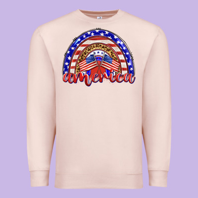 America Rainbow Premium Sweatshirt Designed By Barkaloodesign