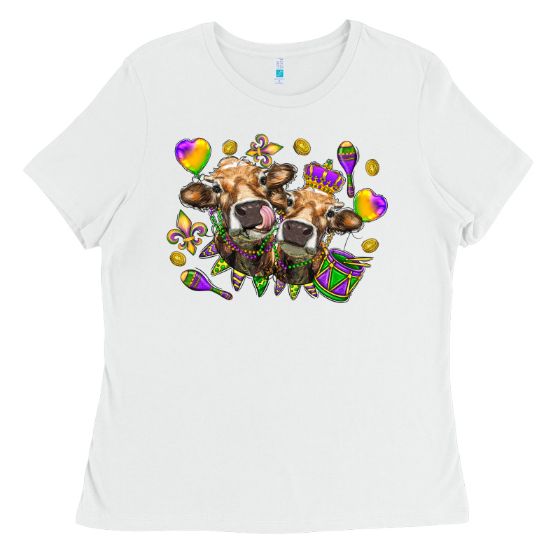Mardi Gras Heifers Ladies Tee by NancyCooperArtShop | Teevron