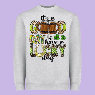 It's A Good Day To Have A Lucky Day Heavyweight Sweatshirt Designed By Cowhidedigitalart