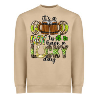Mushroom It's a Good Day To Have a Lucky Day Heavyweight Sweatshirt - CowhideDigitalArt