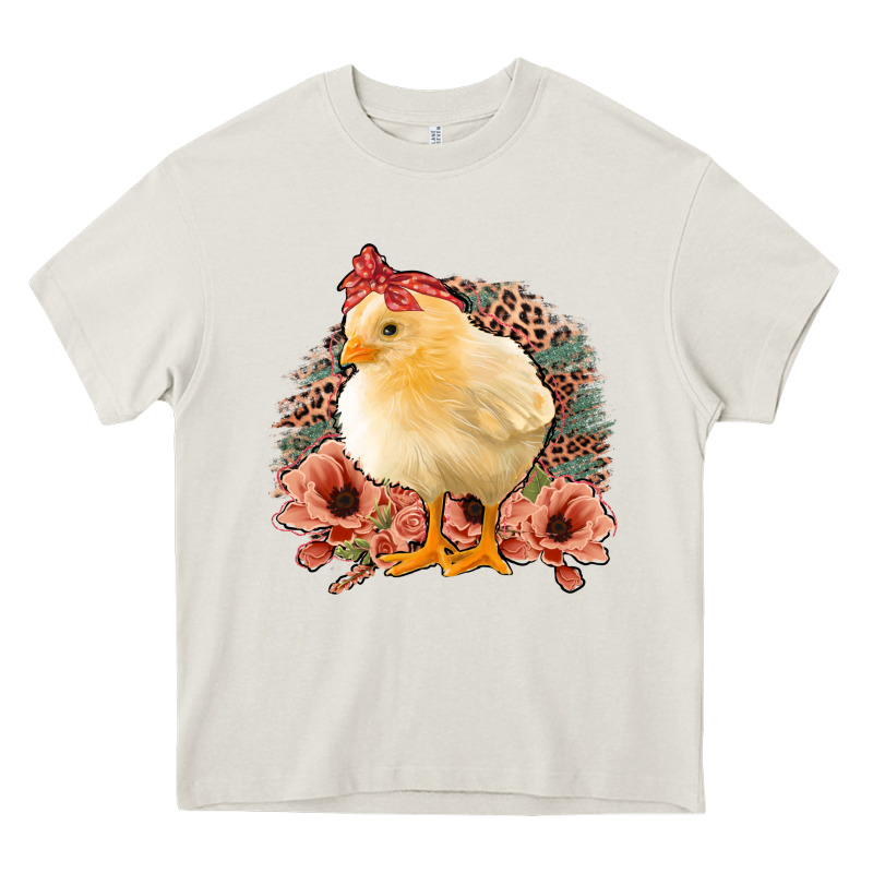 Chick With Flowers Leopard Background Heavy Core Tee by Bettercallsaul | Teevron