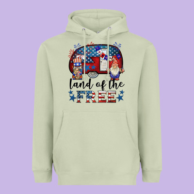Land Of The Free Caravan Gnomies Heavyweight Hoodie Designed By Barkaloodesign