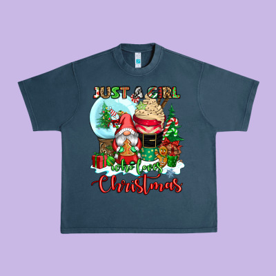 Just A Girl Who Loves Christmas Urban Heavy Tee Designed By Cowgirlartshop