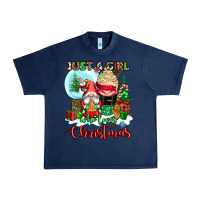 Navy just a girl who loves christmas Urban Heavy Tee - CowGirlArtShop