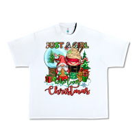 White just a girl who loves christmas Urban Heavy Tee - CowGirlArtShop