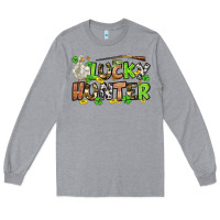 Heather Grey Lucky hunter St. Patrick's Day Long Sleeve Tee - OliviaCreatesArt