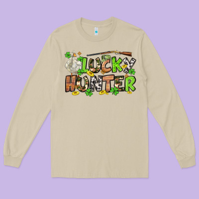 Lucky Hunter St. Patrick's Day Long Sleeve Tee Designed By Oliviacreatesart