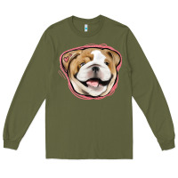 Army Green bulldog pink glitter Long Sleeve Tee - Jasminsmagicworld