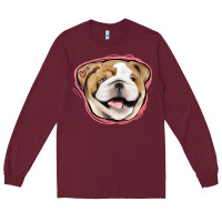 Burgundy bulldog pink glitter Long Sleeve Tee - Jasminsmagicworld