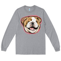 Heather Grey bulldog pink glitter Long Sleeve Tee - Jasminsmagicworld