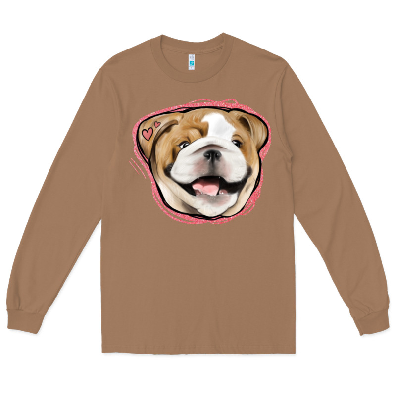 Bulldog Pink Glitter Long Sleeve Tee by Jasminsmagicworld | Teevron