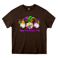 Chocolate Brown happy mardi gras y'all gnomes Heavy Core Tee - RanaPortraitStore