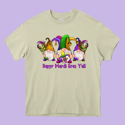 Happy Mardi Gras Y'all Gnomes Heavy Core Tee Designed By Ranaportraitstore