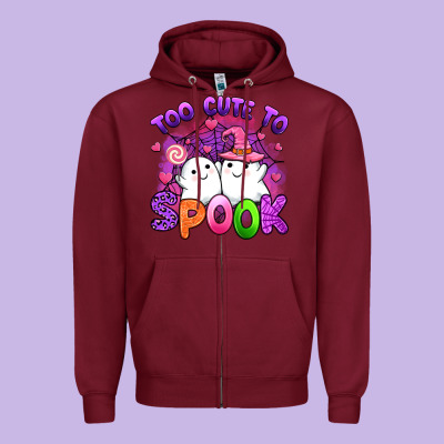 Too Cute Spook Zipper Hoodie Designed By Artiststas