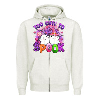 Oatmeal Heather too cute spook Zipper Hoodie - Artiststas