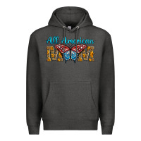 Charcoal Heather All American Mom Butterfly Premium Hoodie - LillyAllenDesigns