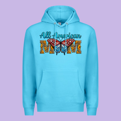 All American Mom Butterfly Premium Hoodie Designed By Lillyallendesigns