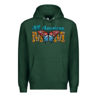 Sports Green All American Mom Butterfly Premium Hoodie - LillyAllenDesigns
