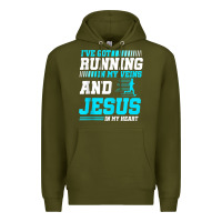 Army Green Christian Runner Half Marathon Running Race Jesus Gift Premium Hoodie - trangStudio