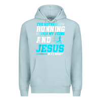 Blue Mist Christian Runner Half Marathon Running Race Jesus Gift Premium Hoodie - trangStudio