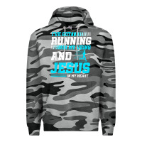 Slate Camo Christian Runner Half Marathon Running Race Jesus Gift Premium Hoodie - trangStudio