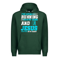 Sports Green Christian Runner Half Marathon Running Race Jesus Gift Premium Hoodie - trangStudio
