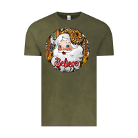 Vintage Olive believe Santa Claus Christmas Vintage Tee - Jasminsmagicworld