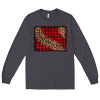 Smoke leopard buffalo plaid background Long Sleeve Tee - CowCowDesign