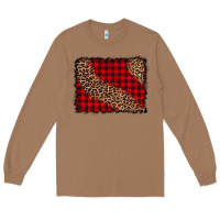 Toasted Coconut leopard buffalo plaid background Long Sleeve Tee - CowCowDesign